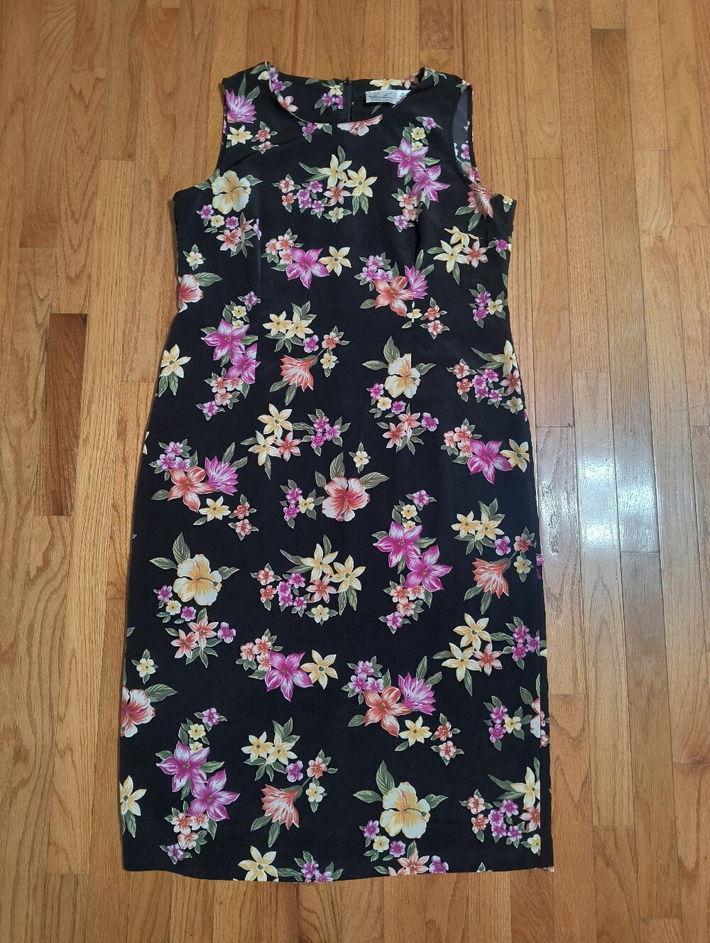 Kathie Lee midi dress, women's XL, black floral
